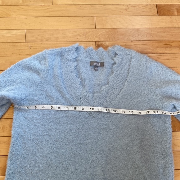 Marled Light Blue Fuzzy Sweater - Picture 7 of 9